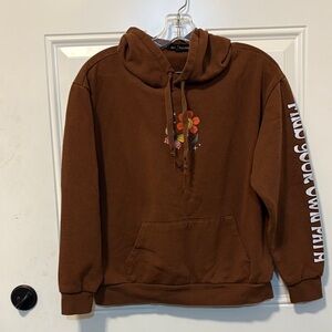 Jr Miss Woman’s Brown Hoodie with Floral Design Size M